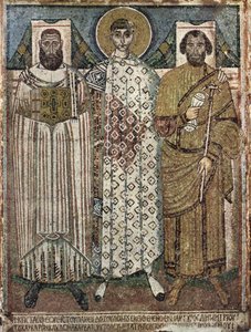 São Demétrio de Thessaloniki com os doadores, século VI-VII de Master of Hagios Demetrios