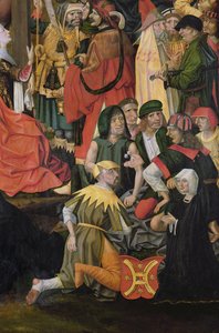 Os soldados desenhando lotes para a roupa de Cristo, detalhe da crucificação, c.1500 (ver 148971 e 150815) de Master of Hamburg