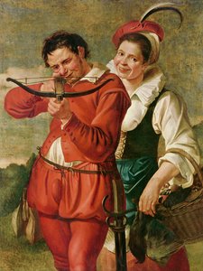 Mulher e o besteiro, c.1610 de Master of Harlem