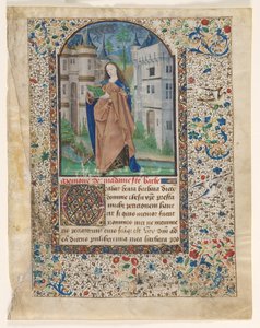 Folha de um livro de horas: St. Barbara 2 de 2 folhas excisadas, c. 1465. de Master of Jacques de Luxembourg
