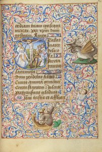 Inicial S: A Crucificação com o coração da Virgem trespassado por uma espada de Master of Jean Rolin II (Hand B)