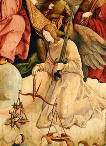 São Miguel Pesando Almas, detalhe de "A Santíssima Trindade" (óleo sobre painel)