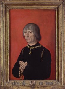 "" Retrato de Louis Of Bruges, Lord Of Gruuthuse (1422-1492)"" Pintura pelo mestre de retratos de príncipes (ativo por volta de 1450) por volta de 1490 Groeningemuseum, Bruges de Master of Portraits of Princes