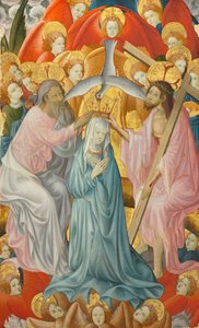 A Coroação da Virgem com a Trindade, c. 1400 de Master of Rubielos de Mora