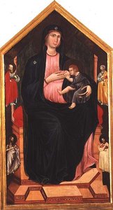 Madonna e Child with Saints (tempera no painel) de Master of San Gaggio