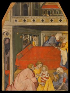 O nascimento da Virgem (pintura sobre madeira) de Master of San Lucchese