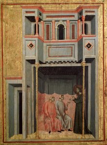 Ciclo de vida de Santa Cecília. Detalhe: Cecília e Valério convertendo Tiburtius - retábulo, c.1290-1320