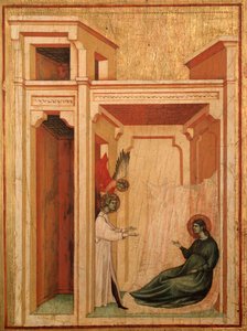 Santa Cecília e a história da sua vida Detalhe: O anjo traz flores para Valerianus - retábulo, c.1290-1320