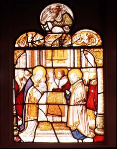 A apresentação no templo; janela da Abadia Cisterciense de Mariawald, Eifel de Master of St. Severin