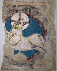 Apocalyptic Lamb (de Sant Climent de Tauell) - Mestre de Tahull (Mestre de Sant Climent de Tauell) (ativo do século XII) - ca 1123 - Fresco - 146x113 - Museu Nacional d