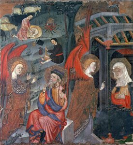 A Anunciação com Pastores Fazendo Queijo ao Fundo, de um retábulo dedicado à Virgem, de Tora, Segarra, Lleida (tempera no painel) de Master of Tora
