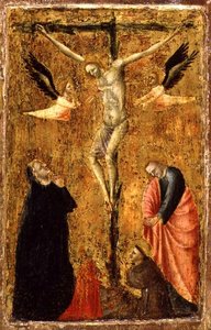 PD.8-1955 A Crucificação com a Virgem e a SS. João Evangelista, Francisco de Assis e Maria Madalena, c.1345 (tempera no painel). de Master of Verrucchio