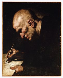 Um escriba monge de Master of the Annunciation to the Shepherds
