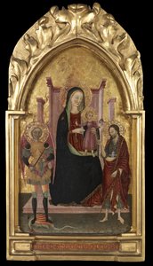 Virgem e Menino Entronizado com São Miguel e São João Batista, c.1440-70 de Master of the Arcetri Altarpiece