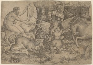 Tema Alegórico: Combate de Animais de Master of the Beheading of St. John