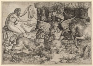 Tema Alegórico: Combate de Animais de Master of the Beheading of St. John