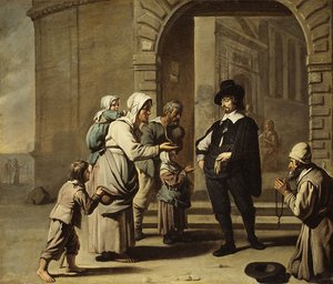 Mendigos em uma porta de Master of the Béguins