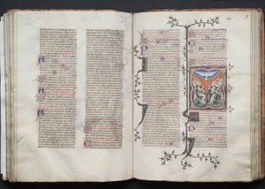 O Missal Gotha: Fol 79r, O Pentecostes, c. 1375. de Master of the Boqueteaux