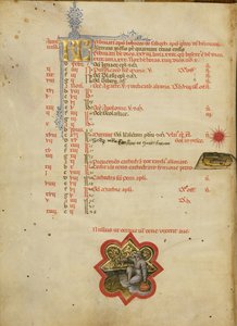 Um homem a pescar; signo zodiacal de Peixes de Master of the Brussels Initials