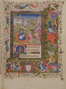 Acrescentar 29433 f.56 Natividade, de um Livro de Horas, c.1407 (vellum) (ver também 16338 & 16339)