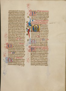 Inicial L: A Virgem em oração de Master of the Brussels Initials