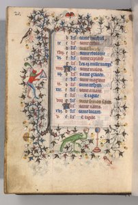 Horas de Carlos Nobre, rei de Navarra 1361-1425: fol. 10v, outubro, c. 1405 de Master of the Brussels Initials and Associates