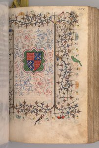 Horas de Carlos Nobre, rei de Navarra 1361-1425: fol. 137r, Brasão de armas ..., c. 1405 de Master of the Brussels Initials and Associates