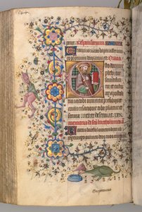 Horas de Carlos Nobre, rei de Navarra 1361-1425: fol. 266v, St. James, c. 1405 de Master of the Brussels Initials and Associates