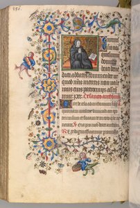 Horas de Carlos Nobre, rei de Navarra 1361-1425, fol. 287vr, St. Benoit, c. 1405 de Master of the Brussels Initials and Associates