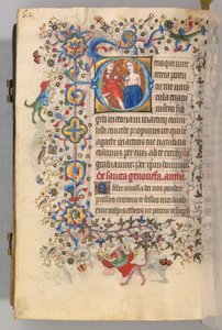 Horas de Carlos Nobre, rei de Navarra 1361-1425, fol. 300v, St. Agatha, c. 1405 de Master of the Brussels Initials and Associates