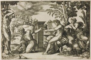 Apolo e Marsias de Master of the Die