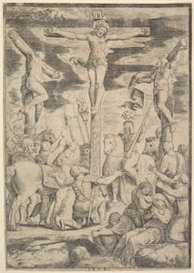 A conversão do Centurião que abre os braços diante de Cristo na cruz, 1532.