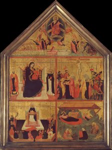 O Juízo Final, A Virgem e o Menino com um Bispo-Santo e São Pedro Mártir ..., ca. 1325 de Master of the Dominican Effigies