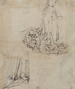 Figura feminina ajoelhada em oração [verso] de Master of the Drapery Studies