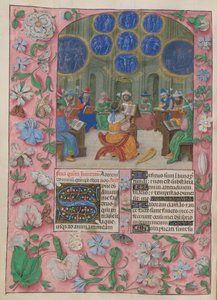 David e os cantores do Templo.
O Saltério. David e os cantores do Templo carregam flores alegóricas, sob visões da Paixão, do sofrimento dos mártires, e da destruição de Jerusalém. A harpa de David está ao seu lado.