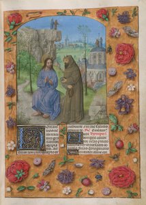 A tentação de Cristo.
Tempo; Quaresma 1. Cristo com o diabo, vestido como um monge, segurando uma pedra. Atrás, as outras tentações; Cristo e o diabo sobre uma rocha, e sobre a cúpula do Templo.Texto com 