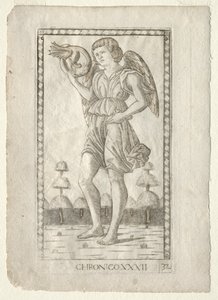 Gênio do tempo do Tarocchi, série B: Princípios e virtudes cósmicas, nº 32, antes de 1467. de Master of the E Series Tarocchi