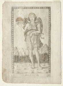 Gênio do mundo do Tarocchi, série B: Princípios e virtudes cósmicas, nº 33, antes de 1467. de Master of the E Series Tarocchi