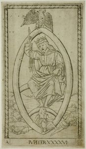 Júpiter, placa 46 de Planetas e Esferas de Master of the E Series Tarocchi