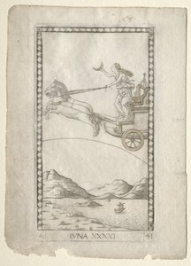 Luna do Tarocchi, série A: Firmamentos do Universo, nº 41, antes de 1467. de Master of the E Series Tarocchi
