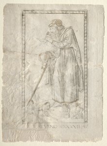 Saturno do Tarocchi, série A: Firmamentos do Universo, nº 47, antes de 1467. de Master of the E Series Tarocchi