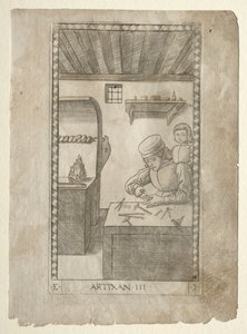 O artesão do Tarocchi, série E: Conditions of Man,  3, antes de 1467. de Master of the E Series Tarocchi