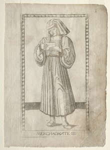 O mercador do Tarocchi, série E: Conditions of Man,  4, antes de 1467. de Master of the E Series Tarocchi