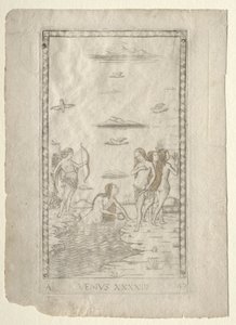 Vênus do Tarocchi, série A: Firmamentos do Universo, nº 43, antes de 1467. de Master of the E Series Tarocchi