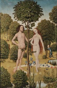 Adão e Eva no Jardim do Éden (óleo no painel)