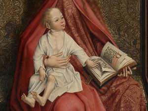 Detalhe de Madonna Crowned by Angels (óleo sobre painel)