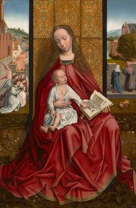 Maria entronizou-se com a criança. Por volta de 1500