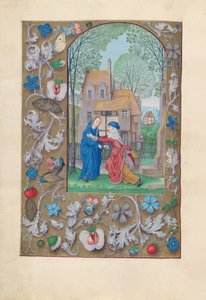 Horas da rainha Isabel, a Católica, rainha de Espanha:  Fol. 115v, Visitação de Master of the First Prayerbook of Maximillian