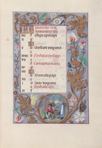 Horas da rainha Isabel, a Católica, rainha de Espanha:  Fol. 13r, dezembro de Master of the First Prayerbook of Maximillian