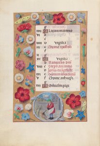 Horas da rainha Isabel, a católica, rainha da Espanha: Fol. 13v, dezembro, c. 1500. de Master of the First Prayerbook of Maximillian